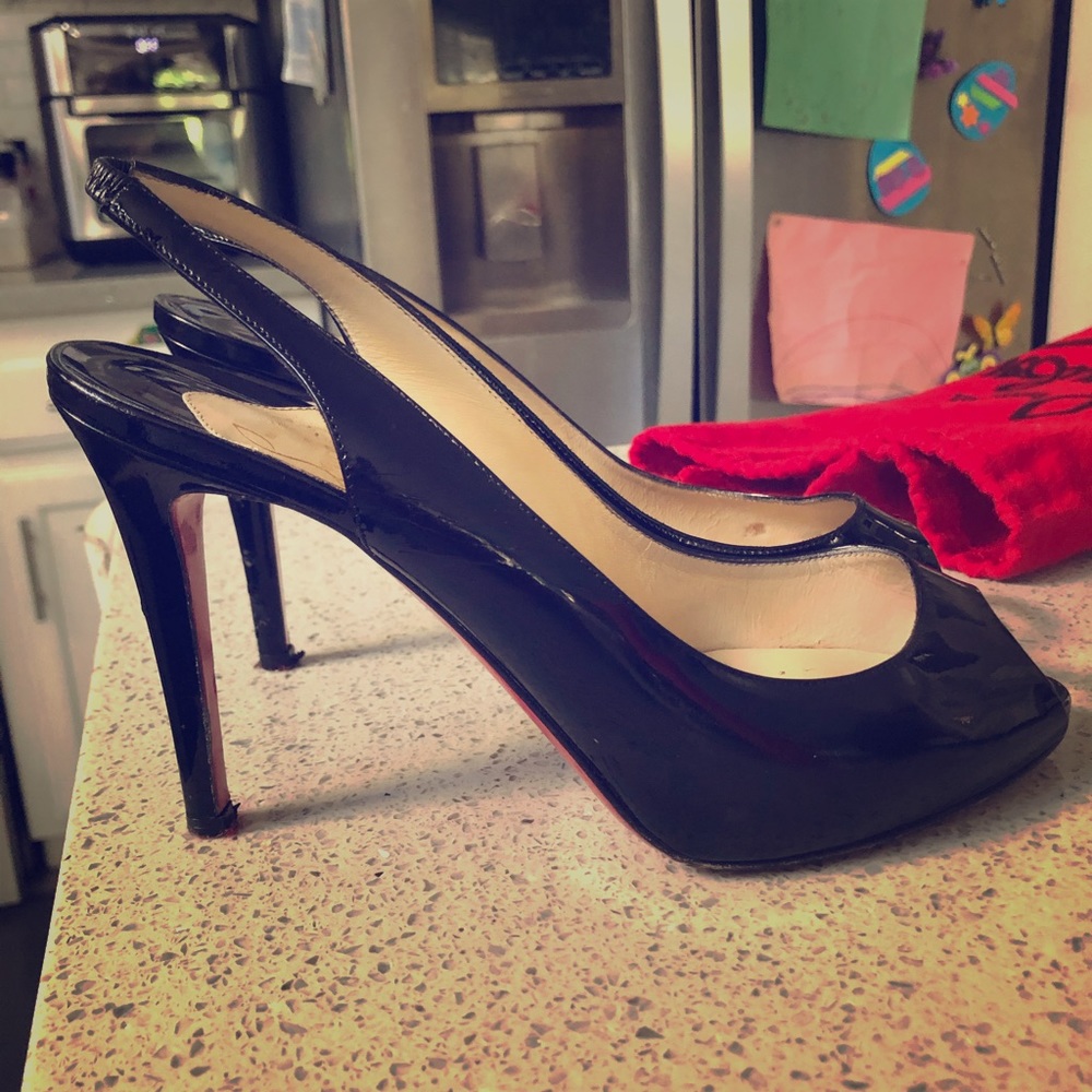 Christian Louboutin Slingback peep toe pumps sz 38